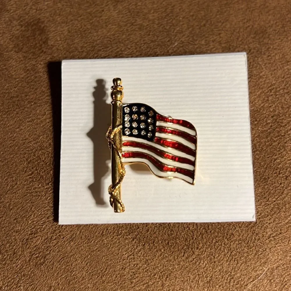 American flag gold brooch.